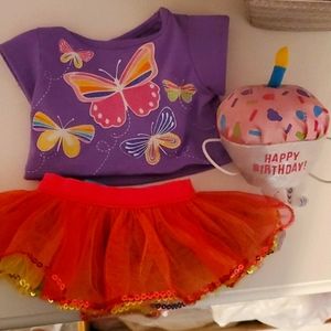 Build A Bear Birthday Cupcake, Shirt and Tutu Set